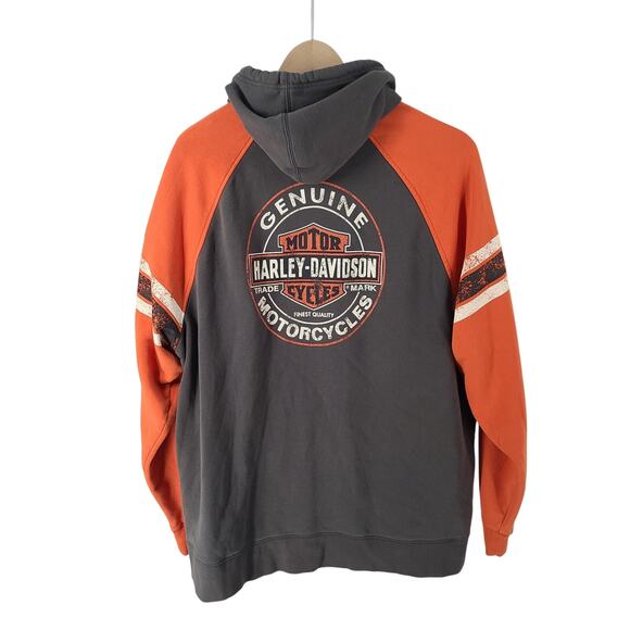Harley Davidson men's oil can Hoodie zip sweatshirt gray Size 2XL - Picture 2 of 9